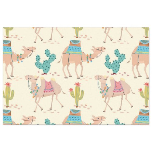 Mixed cactus and camel pattern tissue paper