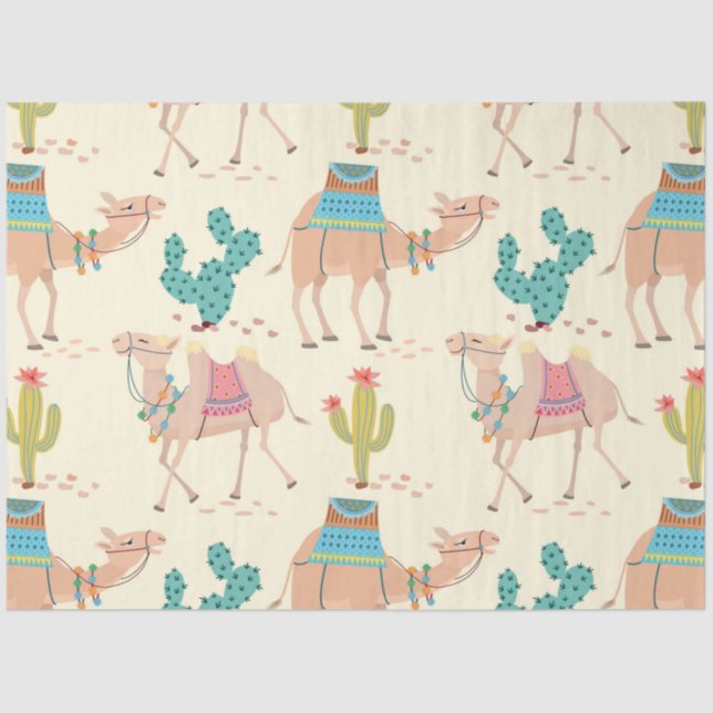 Mixed cactus and camel pattern tissue paper (Front)