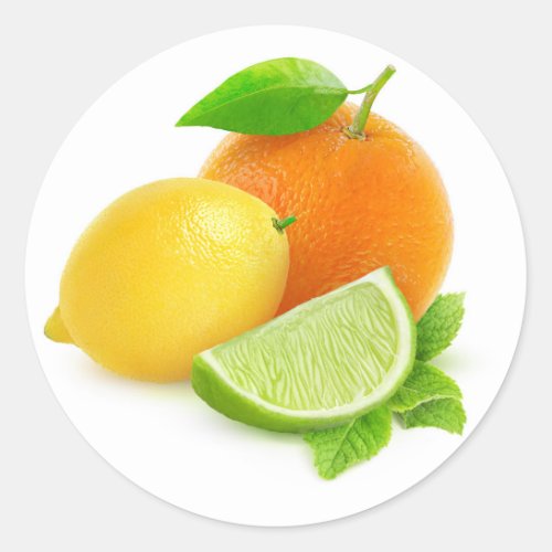 Mixed citrus fruits classic round sticker