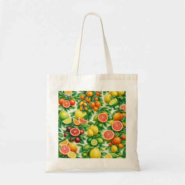 Mixed Citrus Slice Pattern Tote Bag (Front)