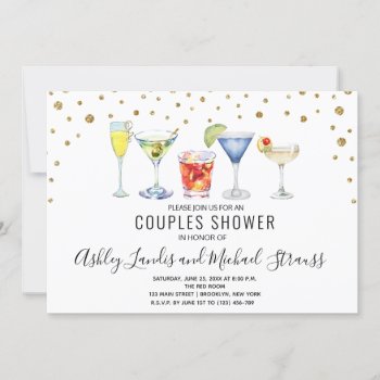 Mixed Cocktail Drinks Couple Wedding Shower Invitation by PurplePaperInvites at Zazzle