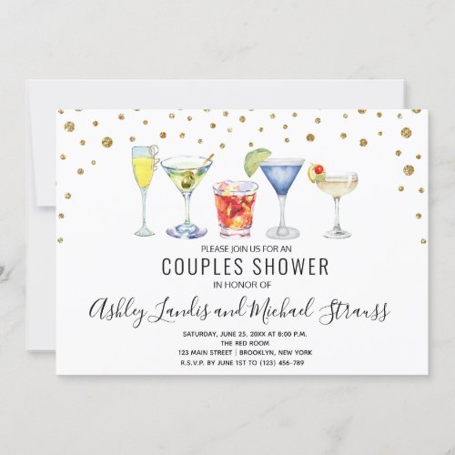 Mixed Cocktail Drinks Couple Wedding Shower Invitation