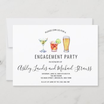 Mixed Cocktail Drinks Engagement Party Invitation by PurplePaperInvites at Zazzle
