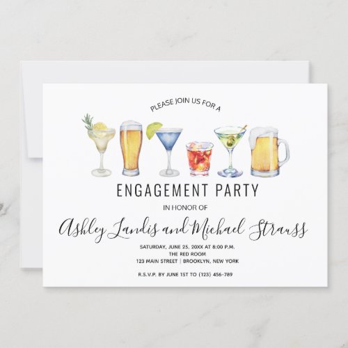 Mixed Cocktail Drinks Engagement Party Invitation