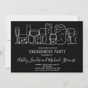 Mixed Cocktail Drinks Engagement Party Invitation