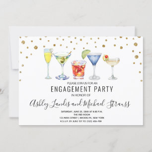 Mixed Cocktail Drinks Engagement Party Invitation