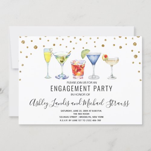 Mixed Cocktail Drinks Engagement Party Invitation