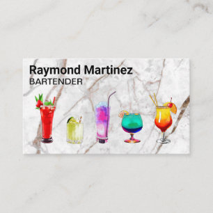 Mixed Cocktail Drinks Marble Bartender Business Card