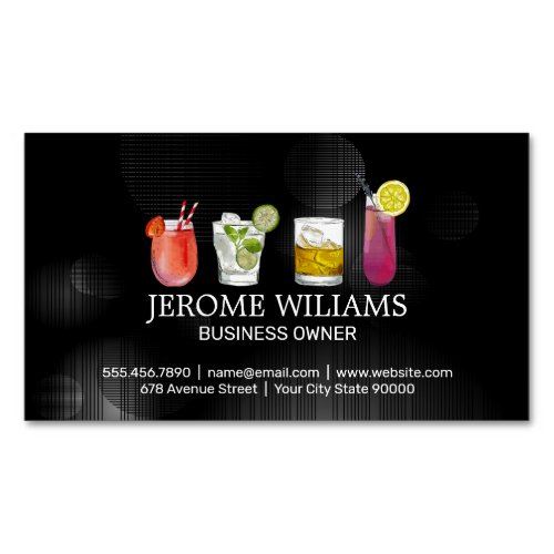 Mixed Cocktail Drinks  Mixology Bartend Business Card Magnet