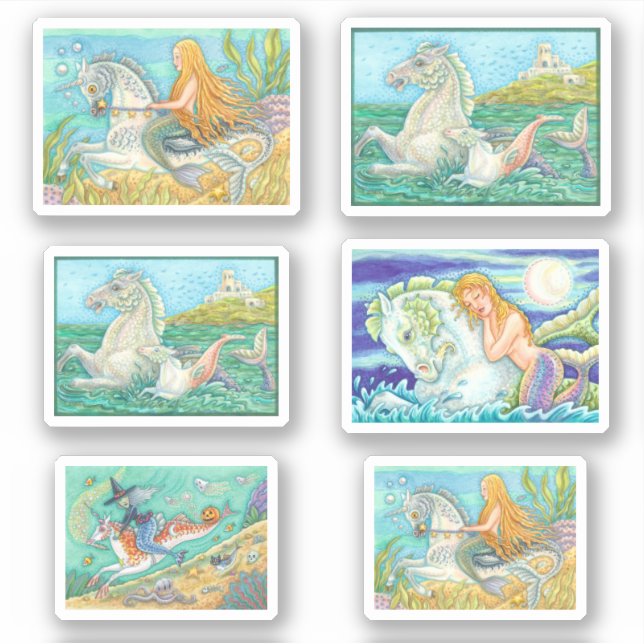 MIXED COLLECTION MERMAID / MERHORSE FANTASY HORSE STICKER (Front)