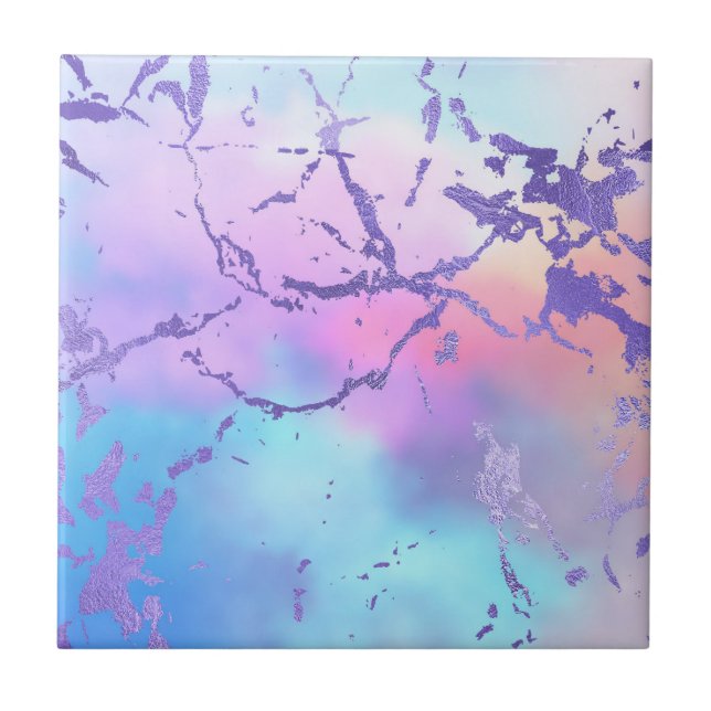 Mixed Color Abstract Watercolor Print Pattern Ceramic Tile (Front)