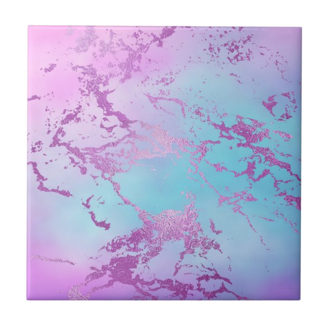 Mixed Color Abstract Watercolor Print Pattern Ceramic Tile (Front)