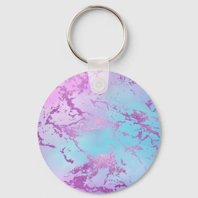 Mixed Color Abstract Watercolor Print Pattern Keychain (Front)