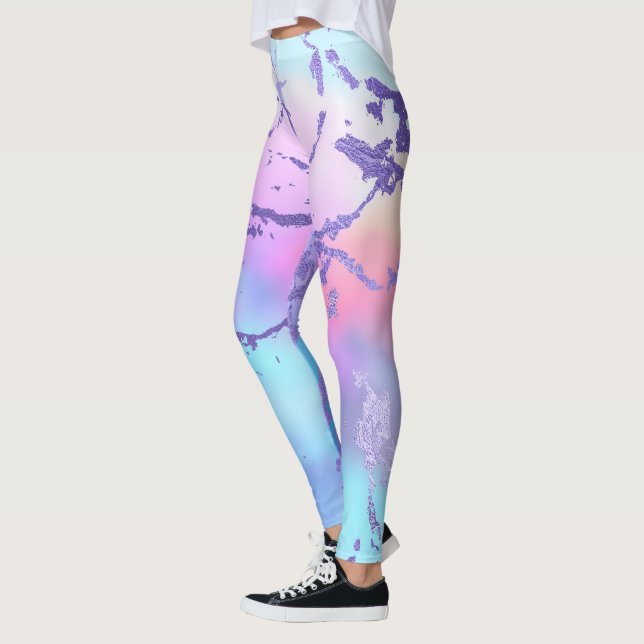 Mixed Color Abstract Watercolor Print Pattern Leggings (Left)