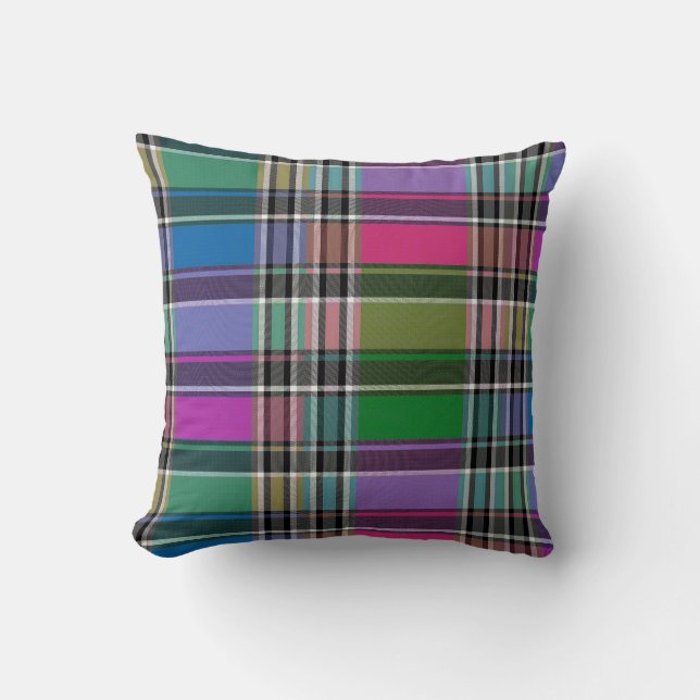 Mixed Color Plaid Throw Pillow HAMbyWG (Front)