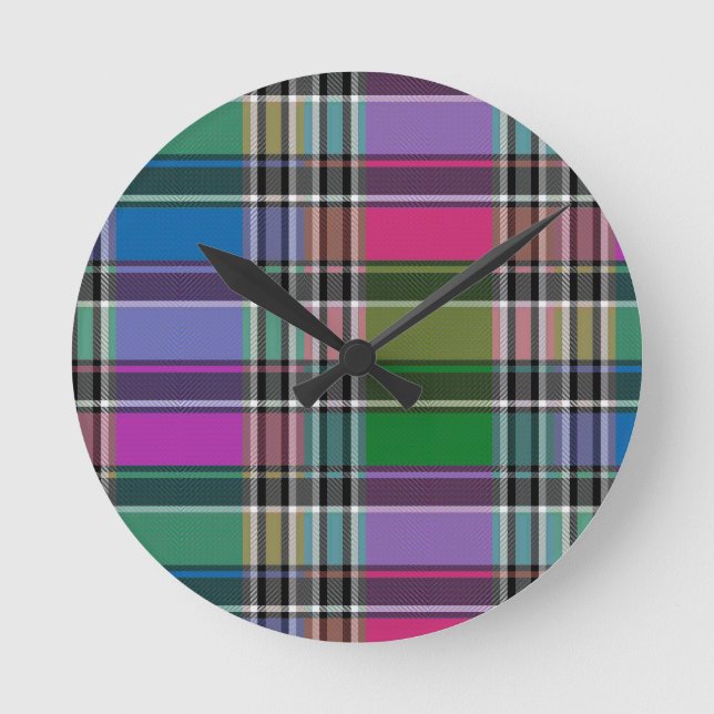 Mixed Color Plaid Wall Clock HAMbyWG (Front)