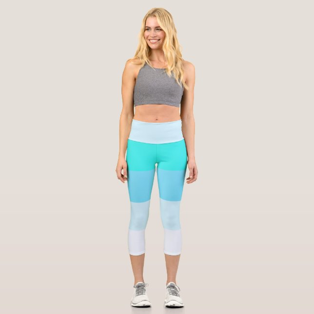 Mixed Color Stripe Capri Leggings (Front)