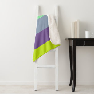 Mixed Color Stripe Fleece Sherpa Blanket Gift Idea