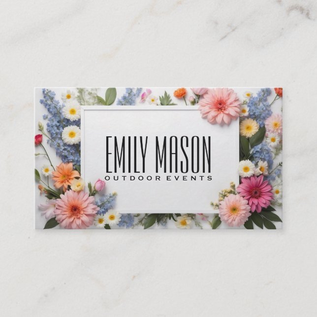 Mixed Colorful Flowers Business Card (Front)