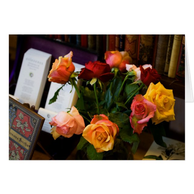 Mixed Colorful Roses Bouquet Cards (Front Horizontal)