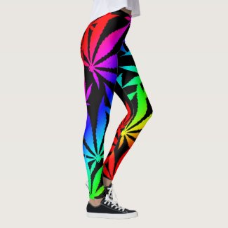 Mixed colors LGBT style ganja, weed, marihujana Leggings