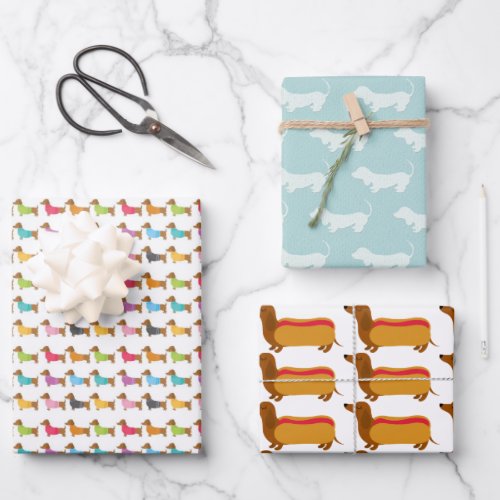 Mixed Dachshund Wrapping Paper Sheet Sets