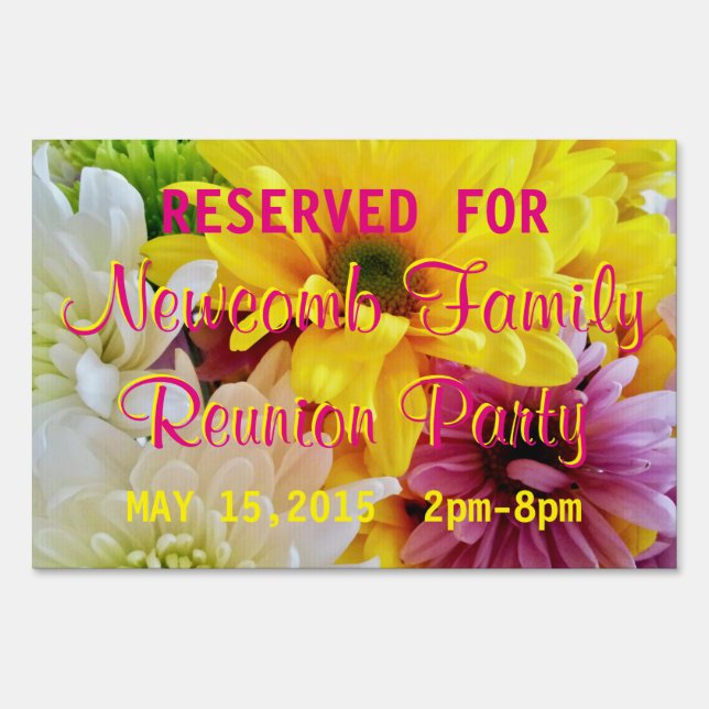 Mixed Daisies Bouquet-Personalized Party Sign S (Front)