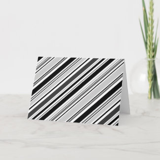 Mixed Diagonal Gray, Black, White Stripes Card