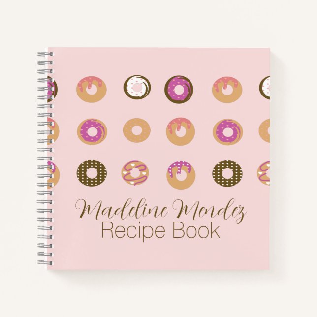 Mixed Donuts Pink Food Recipe Notebook (Front)