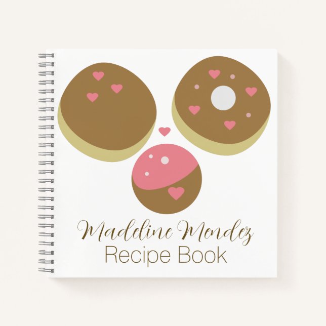 Mixed Donuts Sweets Pink Food Recipe Notebook (Front)