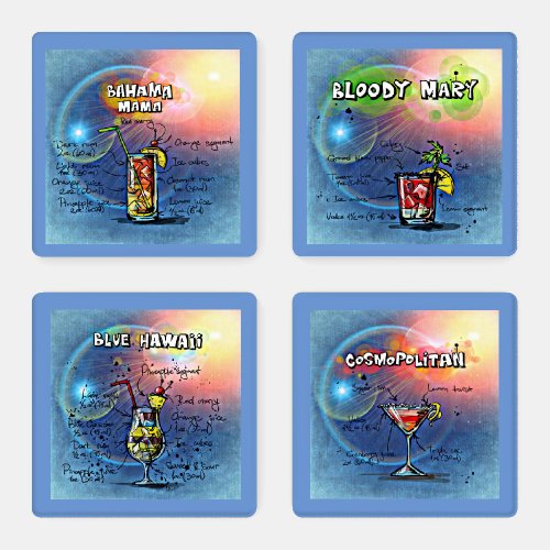 Mixed Drink Cocktails Recipes Coaster Set