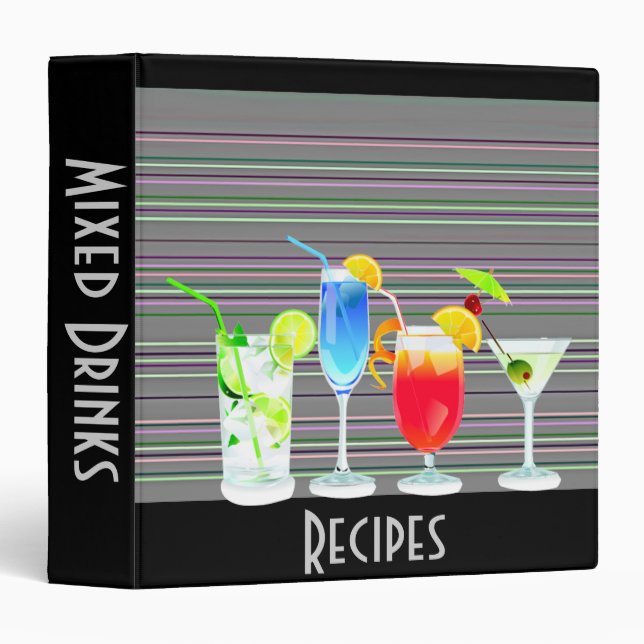 Mixed Drink Recipes 3 Ring Binder (Front/Spine)