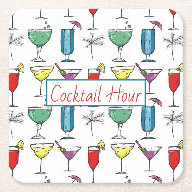 Mixed Drinks Cocktail Paper Coaster (Front)