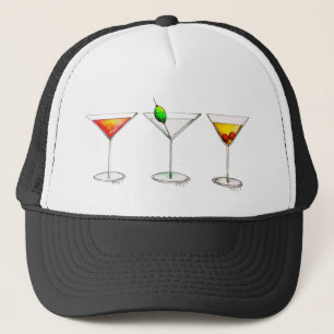 Mixed Drinks Cocktails Martini Manhattan Cosmo Trucker Hat