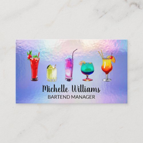 Mixed Drinks Illustrations  Pastel Foil Business Card