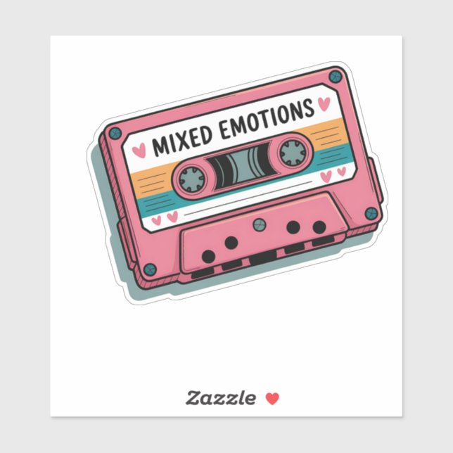Mixed Emotions Retro Cassette Tape Art Sticker (Sheet)