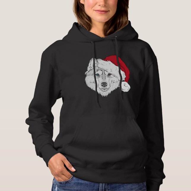 Mixed Eyes Santa Husky Hoodie (Front)