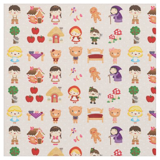 Mixed Fairy Tales on Pastel Pink and Polka Dots Fabric