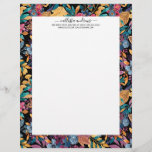 Mixed Fall Floral Leaves Berry Watercolor Pattern Letterhead<br><div class="desc">This artsy and modern autumn pattern is perfect for the winter months. It features hand-painted burgundy red, burgundy purple, mustard yellow, chestnut brown, teal green forest green, and navy blue flowers and leaves bouquet pattern on top of a simple black background. It's artistic, trendy, country, and warm; the perfect design...</div>
