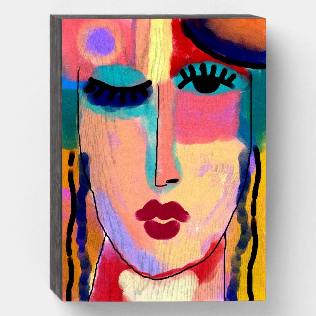 Mixed Feelings Abstract Digital Painting  Wooden Box Sign (Front Vertical)