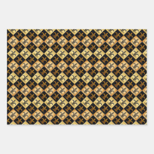 Mixed Fleur De Lis Tile Wrapping Paper