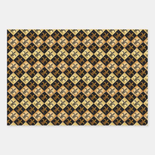 Mixed Fleur De Lis Tile Wrapping Paper