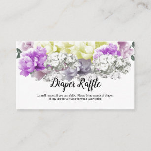Mixed Floral Baby Shower Diaper Raffle Card