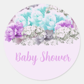 Mixed Floral Bouquet Baby Shower Classic Round Sticker