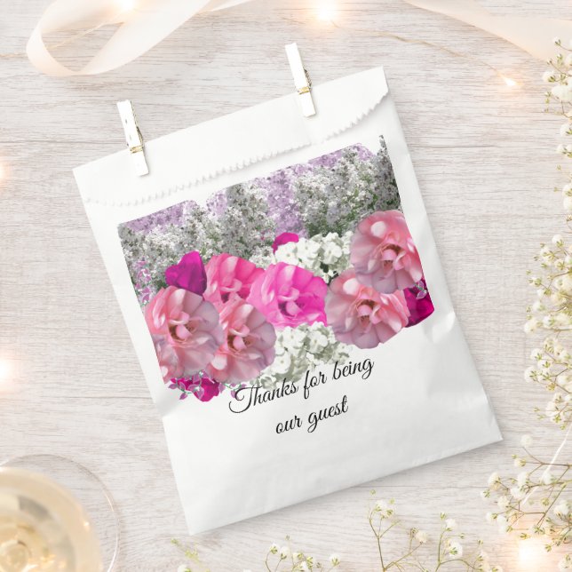 Mixed Floral Bouquet Favor Bag (Clipped)