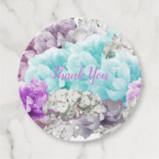 Mixed Floral Bouquet Thank You Favor Tags