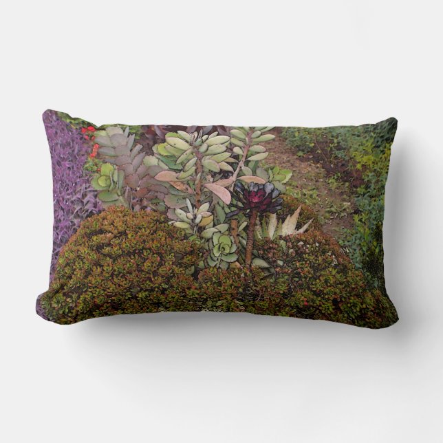 MIXED FLORAL DESIGN/EARTH TONES/DIG.EFFECTS THROW LUMBAR PILLOW (Front)