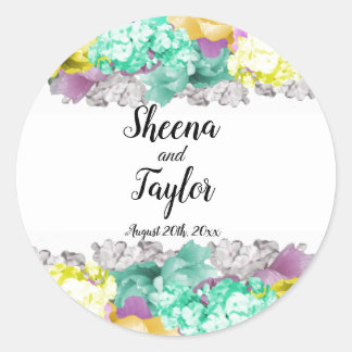 Mixed Floral Wreath Wedding Sticker