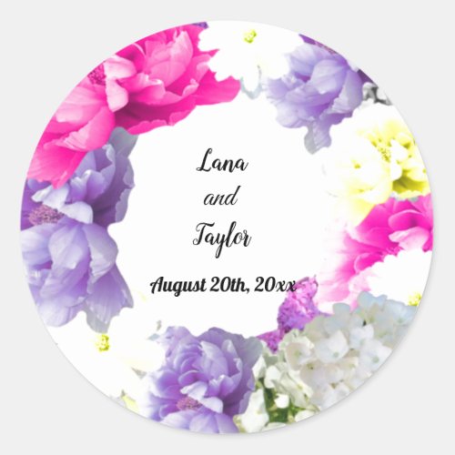 Mixed Floral Wreath Wedding Sticker