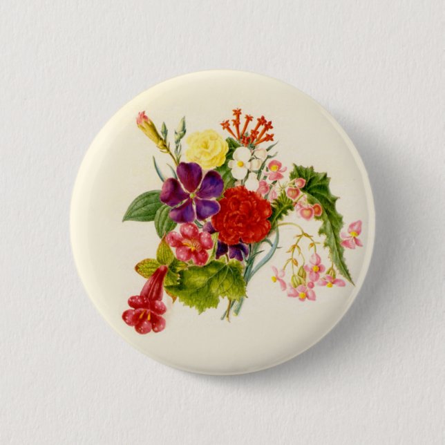 Mixed Flower Bouquet Pinback Button (Front)